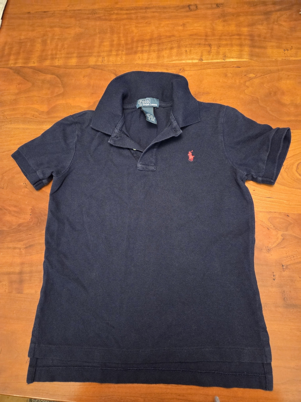 Boy's Y2k Era Polo By Ralph Lauren Navy Blue Polo With Red Horse Logo